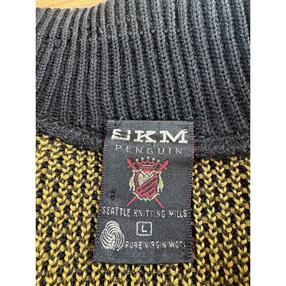 Seattle Knitting Mills Penguin Cardigan Mens Size L Black Vintage 60's Sweater - Picture 9 of 14